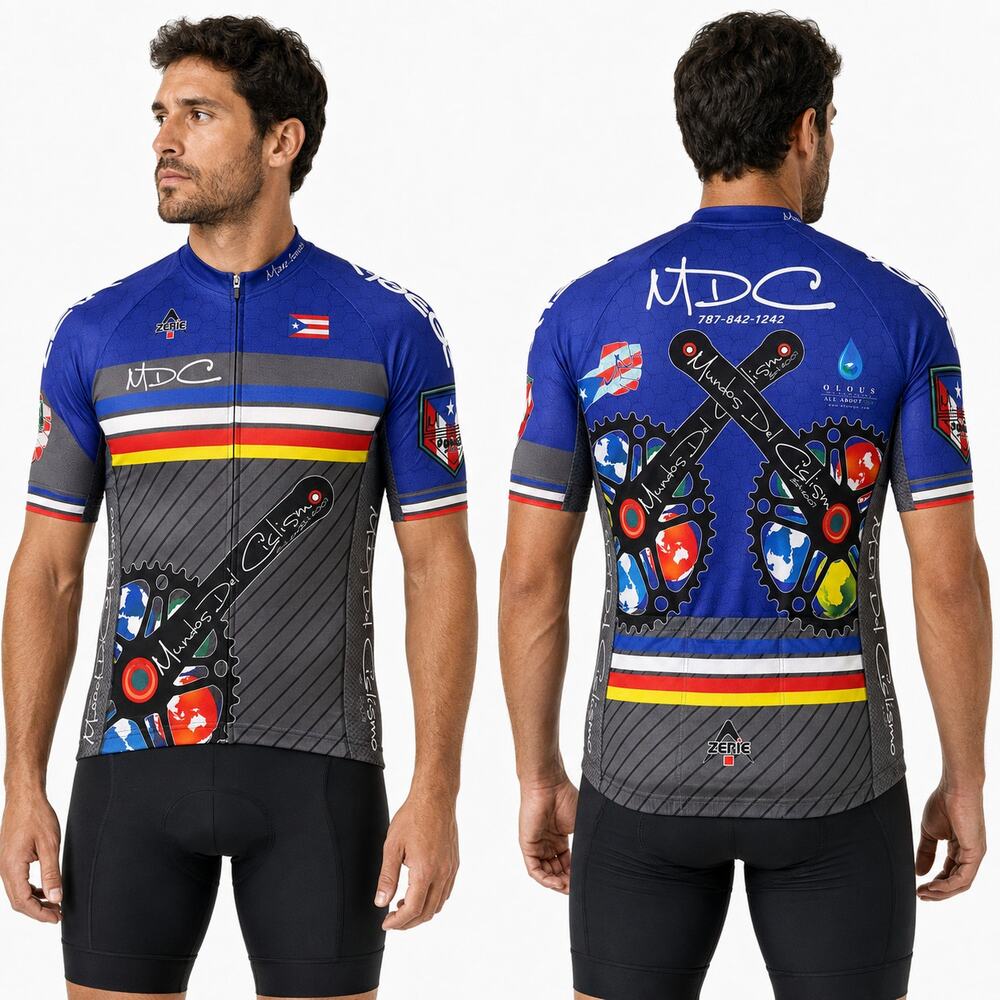Zerie XL Cycling Jersey Mundos Del Ciclismo Ponce Puerto Rico Full Zip Bike